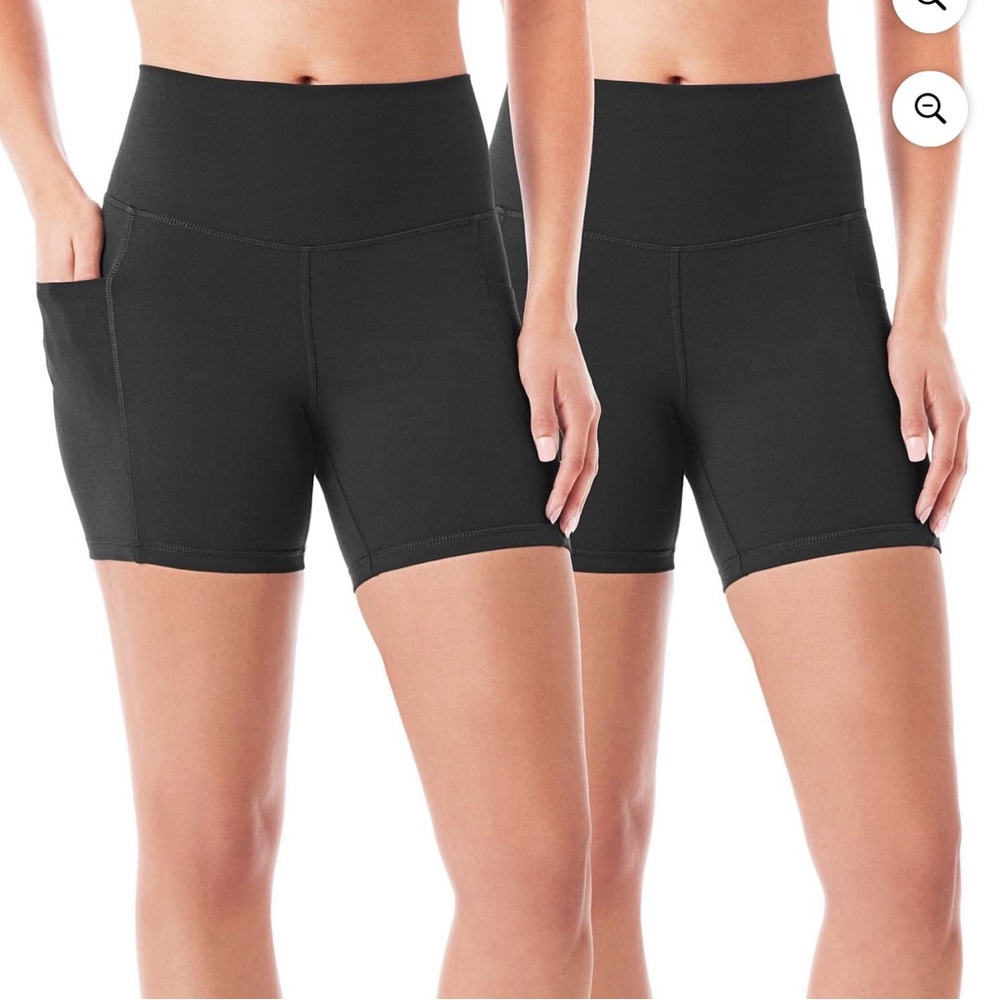 NWT Members Mark Women’s Size L Black High Rise 5” Bike Shorts 2 PACK UPF 50 Sun